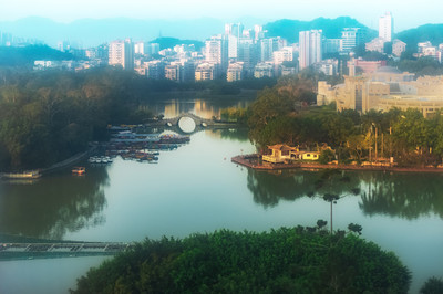 福州西湖公園俯瞰。2019年9月,福州三坊七巷游覽拍攝。